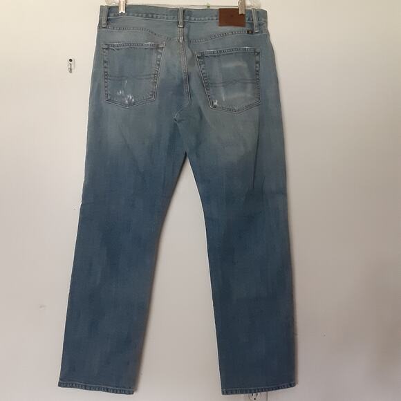 Lucky Brand Jeans Mens 36x32 Blue Denim 221 Original Straight Distressed - Picture 7 of 13
